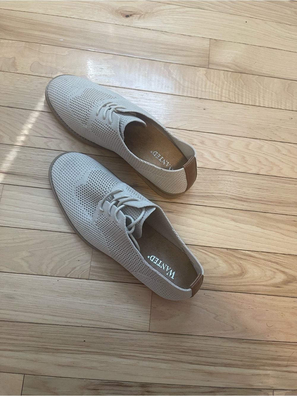 WANTED | Women’s Light Beige Knit Derby with Brown Heel Tab